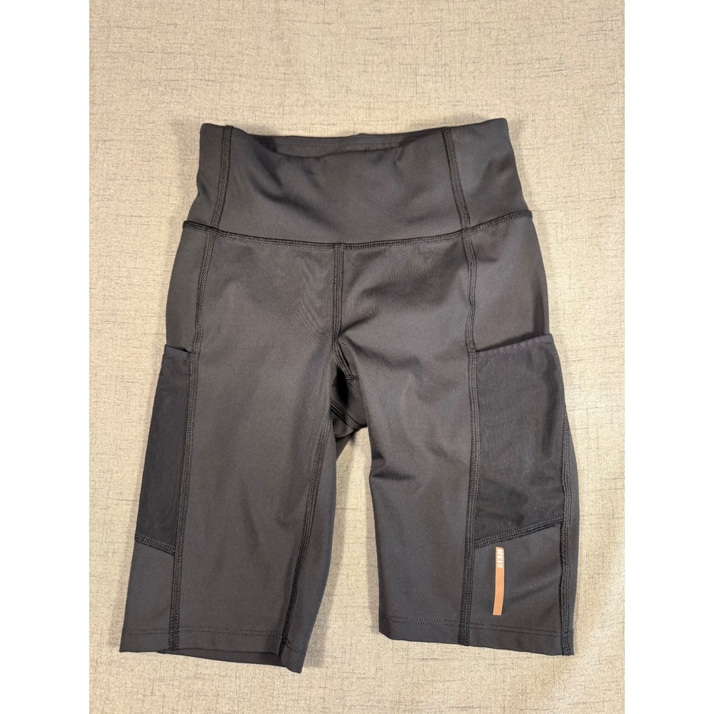 REI Co-op Womens Black High Waisted Active Bike Shorts Side Mesh Pockets XS
